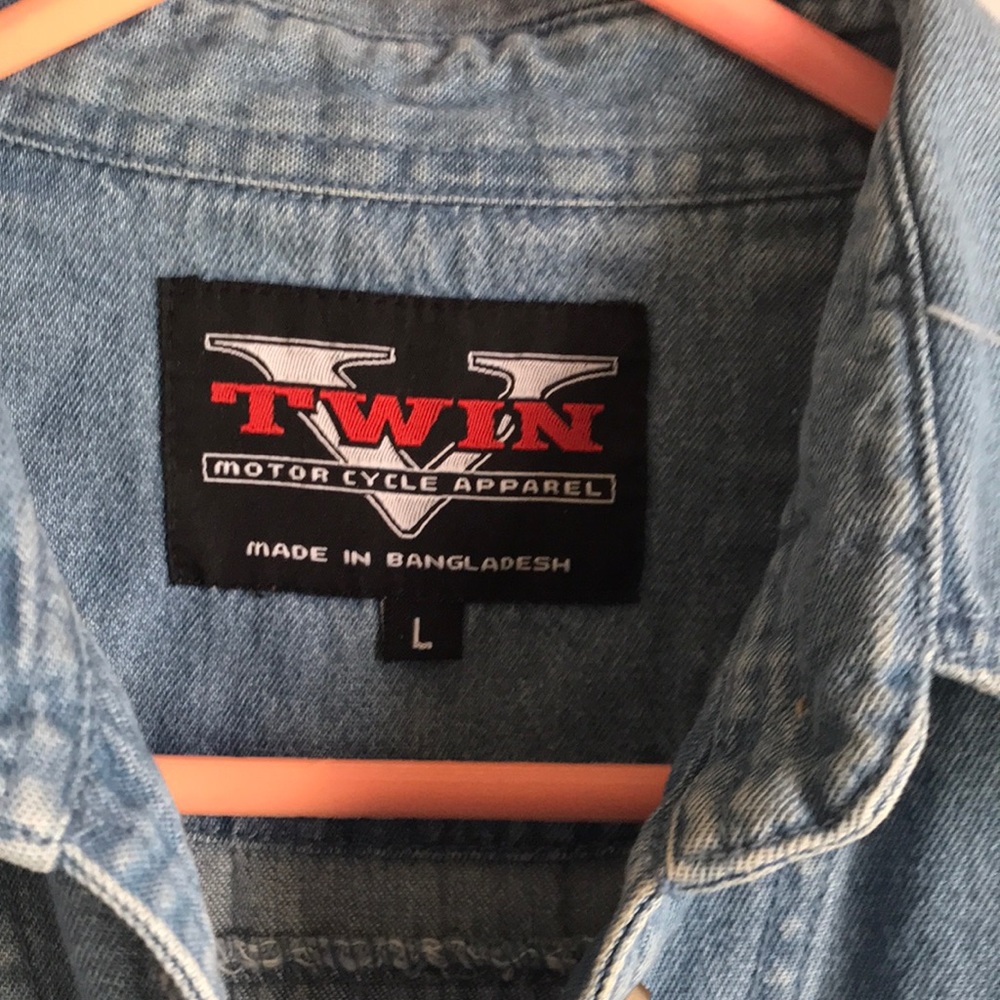 TWIN motorcycle apparel denim rough sleeve crop women’s shirt